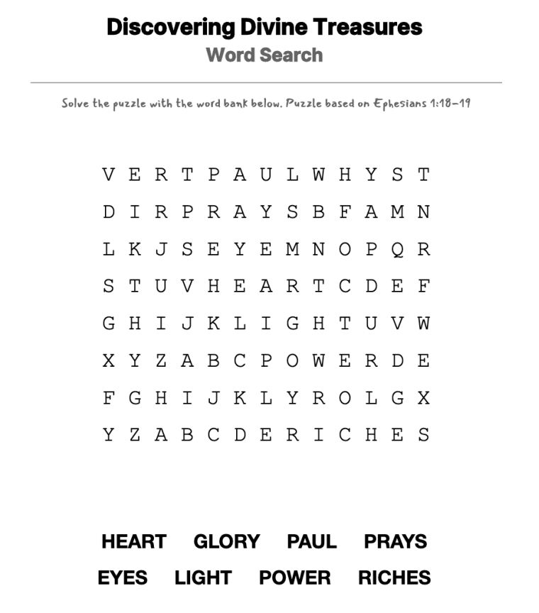 The Present Is a Gift from God word-search